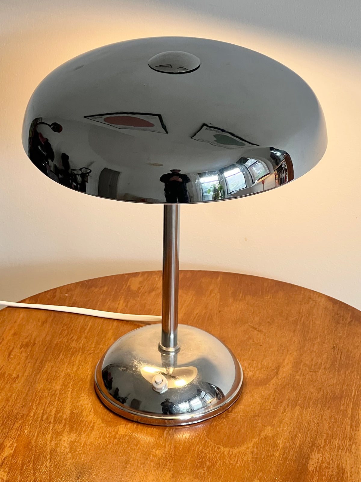 Art Deco Modernist Chrome Mushroom Table Lamp