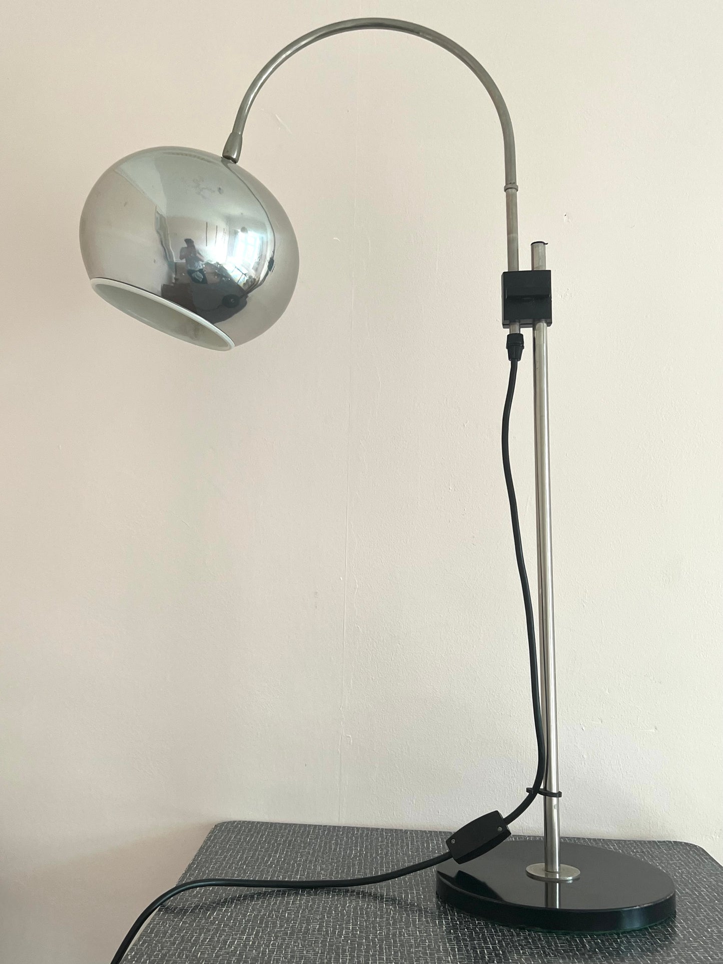 Mid Century Space Age Chrome Eyeball Adjustable Table Lamp