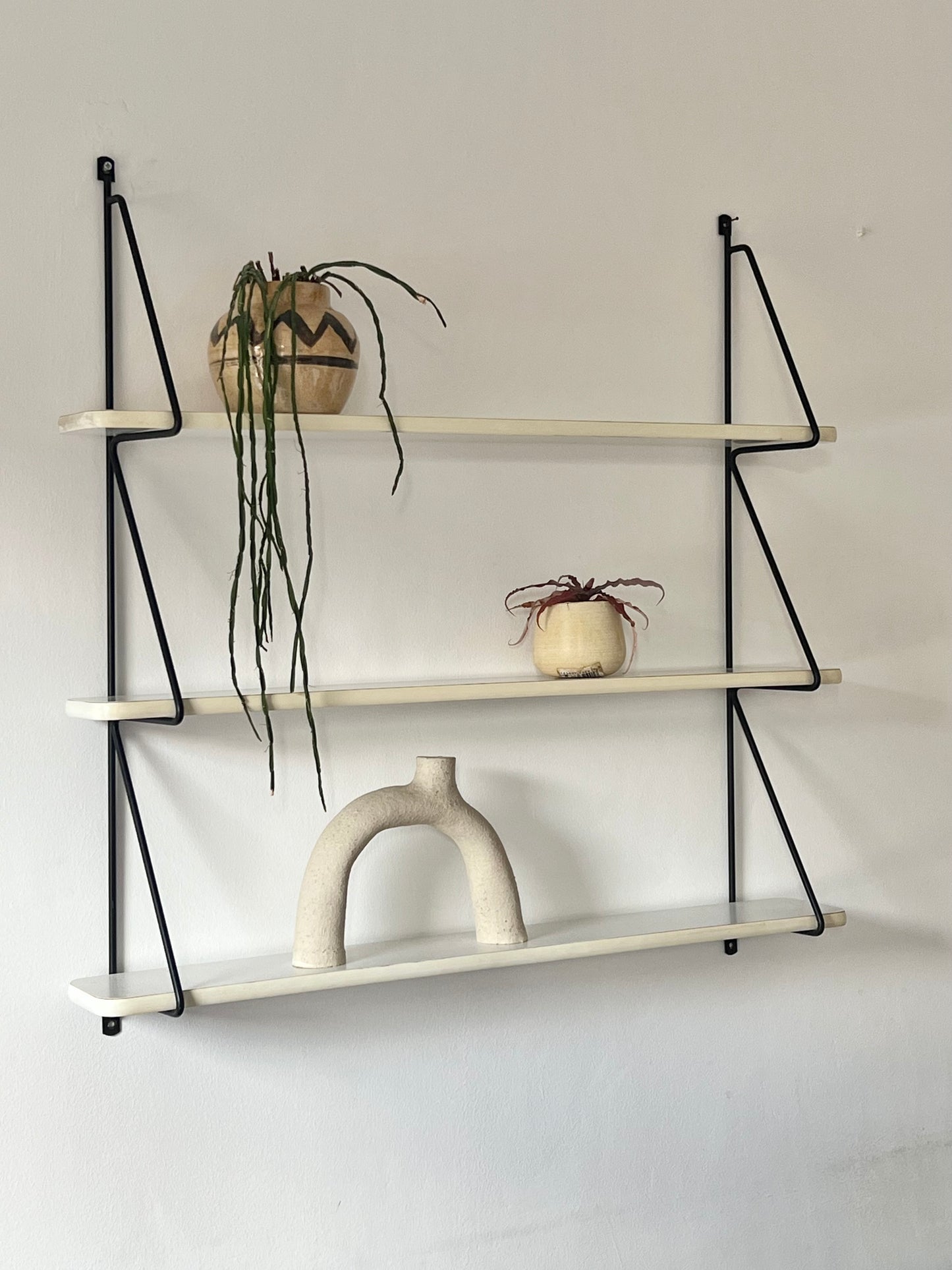 Vintage Mid Century Patterned String Shelving Unit