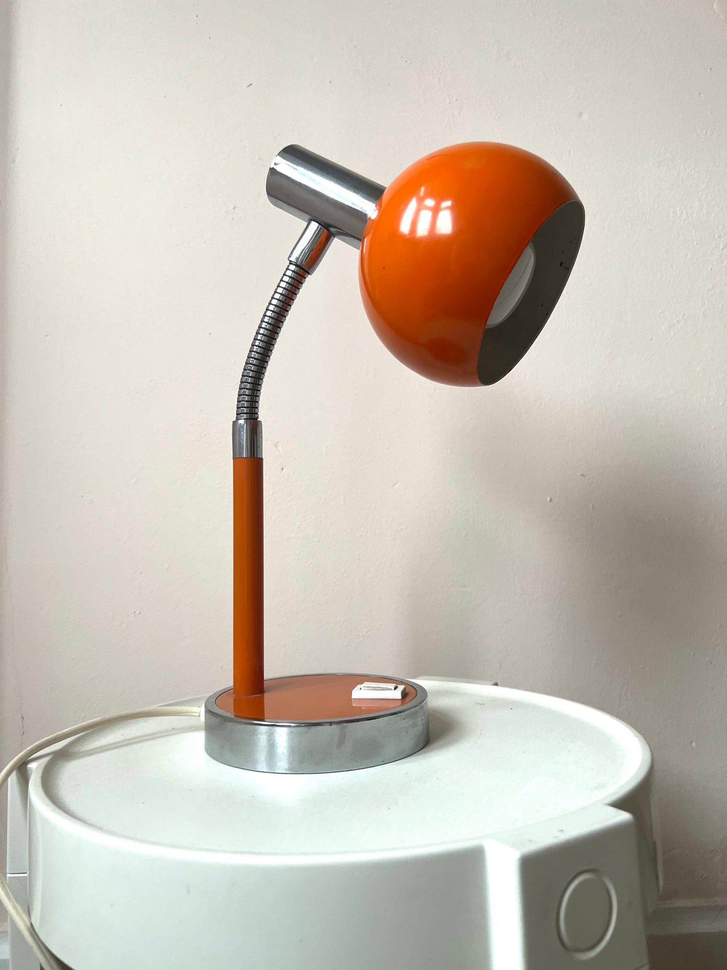 Vintage Mid Century Space Age Orange & Chrome Desk Lamp