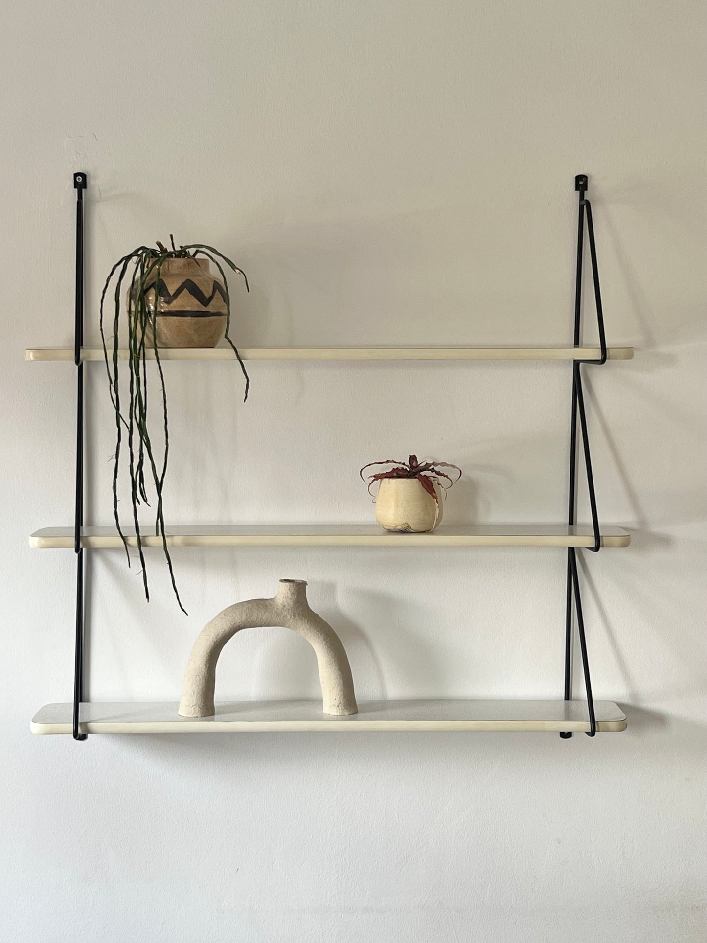 Vintage Mid Century Patterned String Shelving Unit