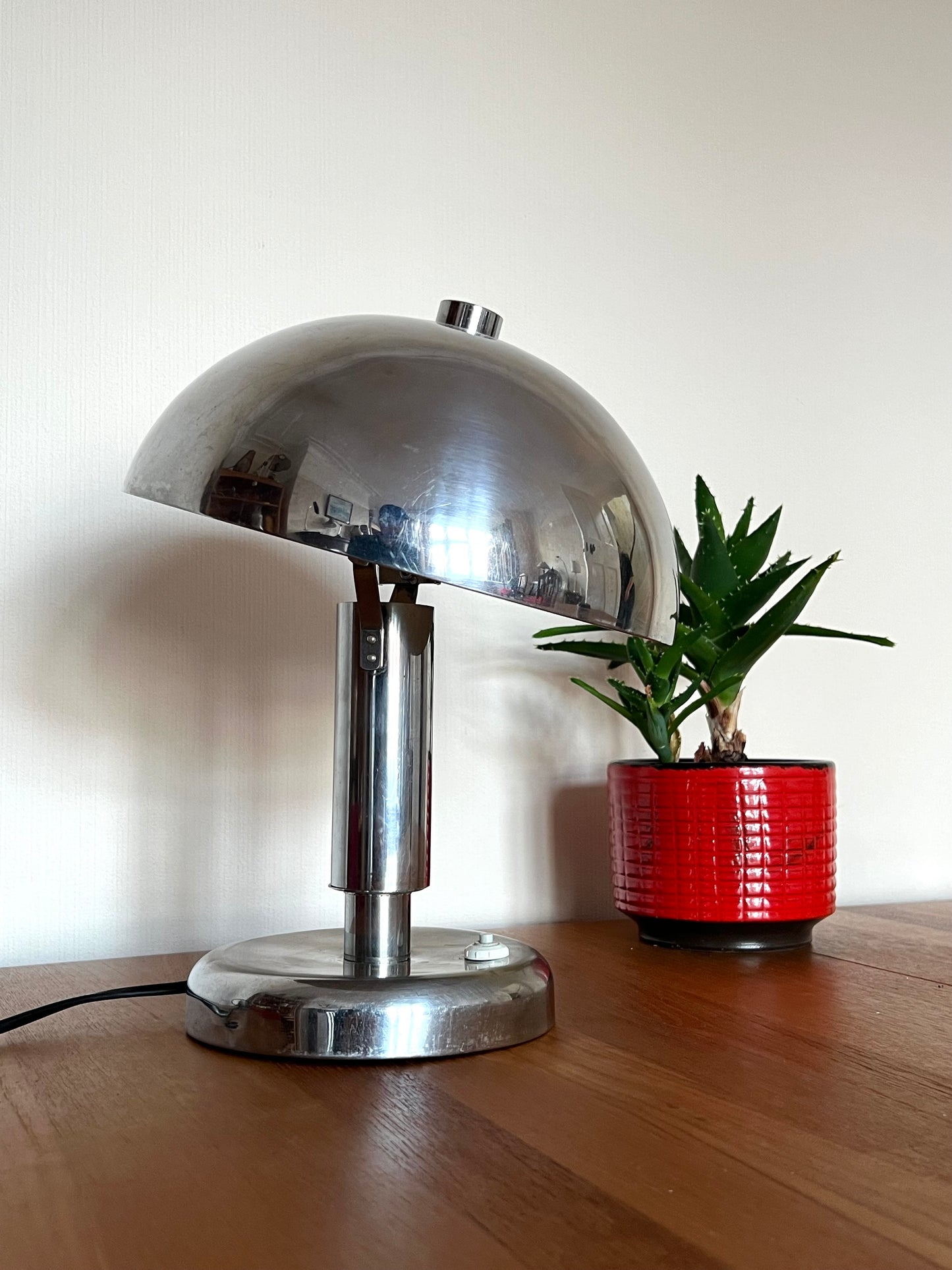 Reserved Art Deco Mid Century Chrome Mushroom Table Lamp