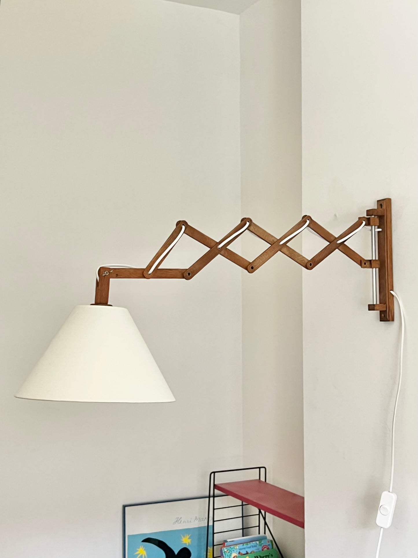 Mid Century Wooden Scissor Wall Lamp