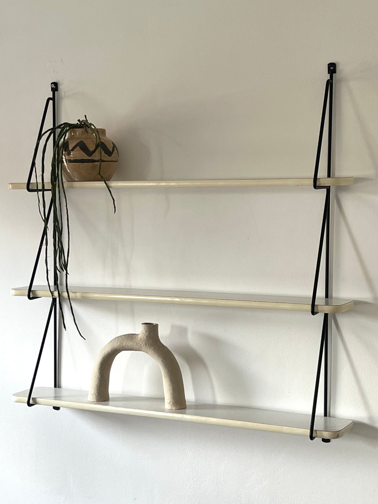 Vintage Mid Century Patterned String Shelving Unit