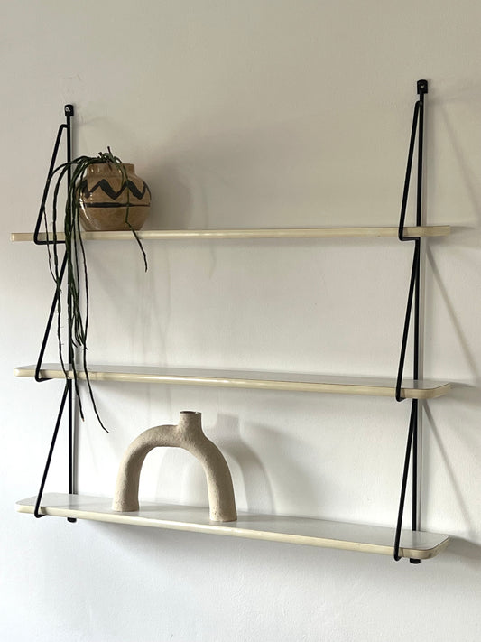 Vintage Mid Century Patterned String Shelving Unit