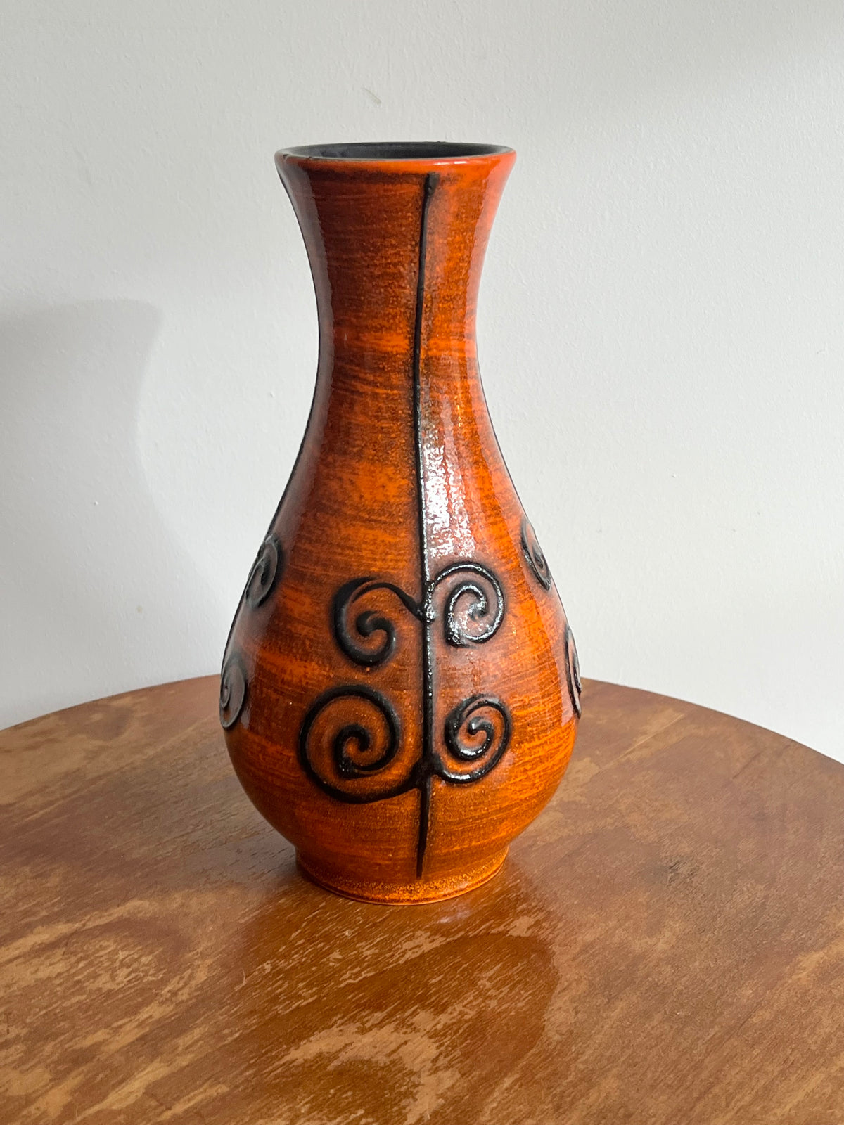 Vintage Mid Century Orange West German Pottery Vase by Ilkra Keramik