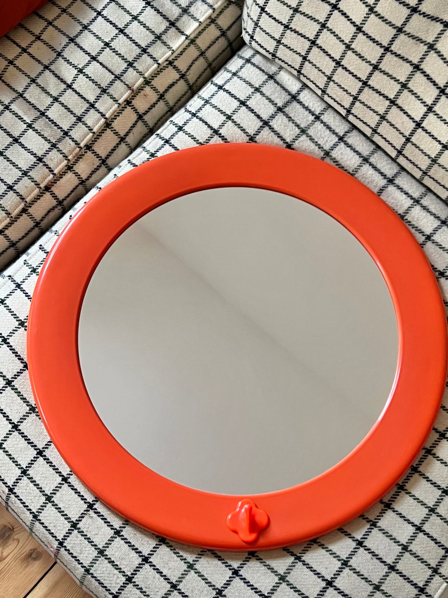 Mid Century Space Age Orange Plastic Mirror