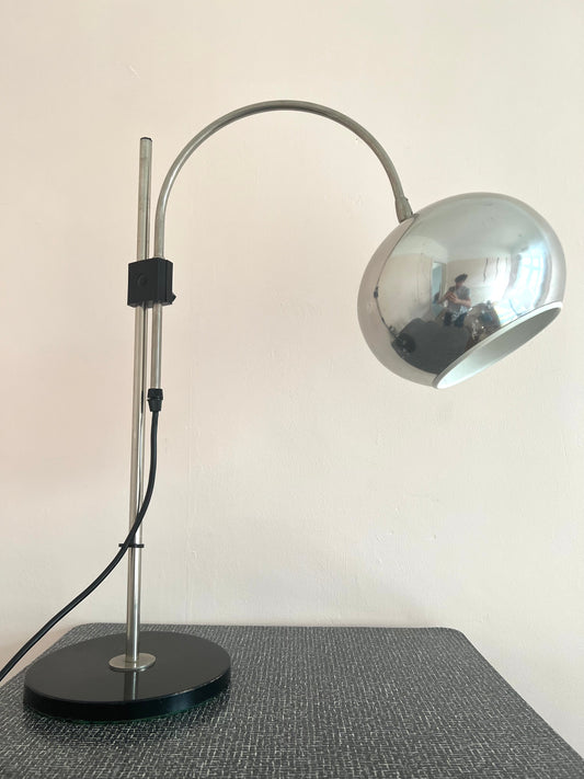 Mid Century Space Age Chrome Eyeball Adjustable Table Lamp