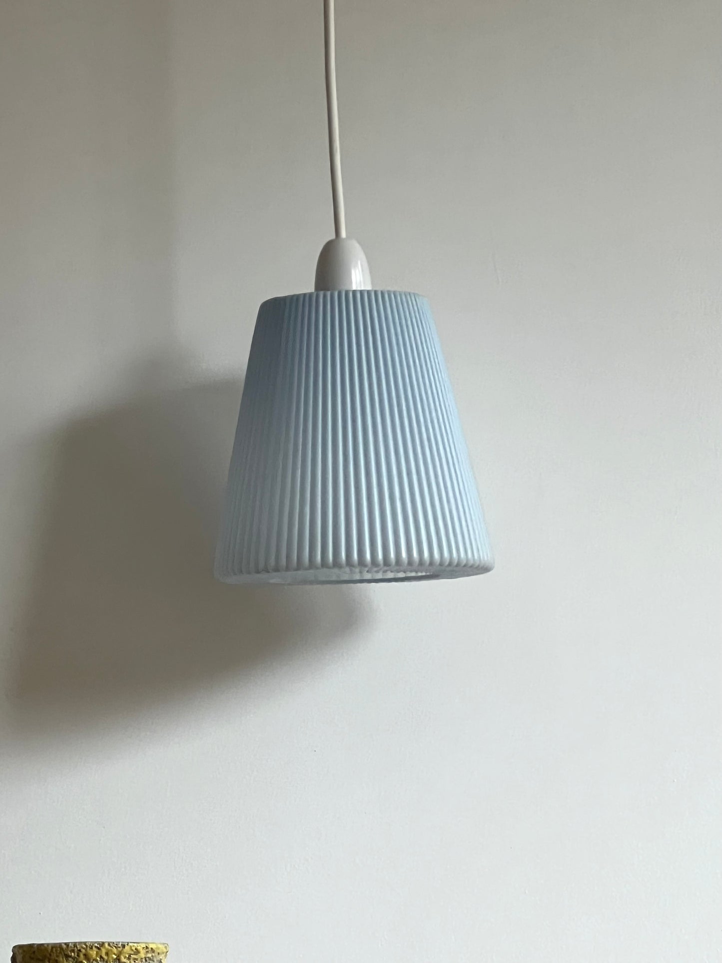 Vintage Mid Century Blue Moulded Plastic Pendant Lampshade