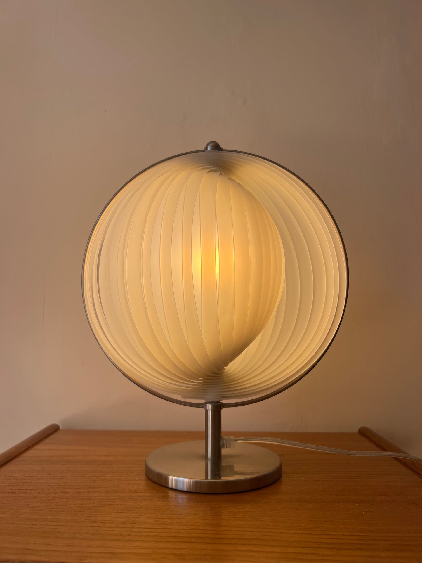 Mid Century White & Silver Moon lamp