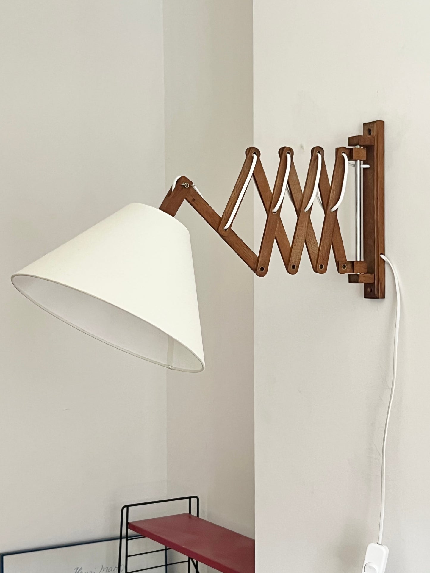 Mid Century Wooden Scissor Wall Lamp