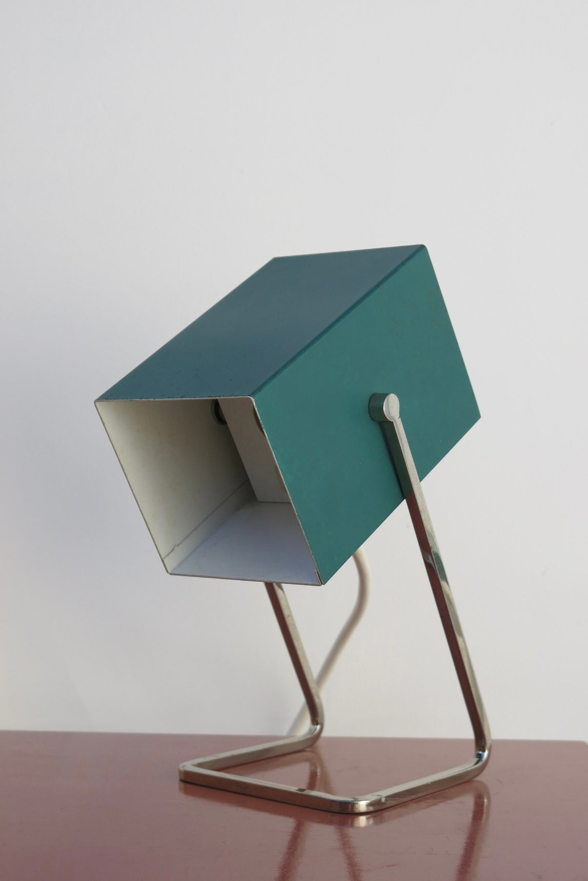 Mid Century Modernist Kaiser Leuchten Turquoise Cube Desk Lamp