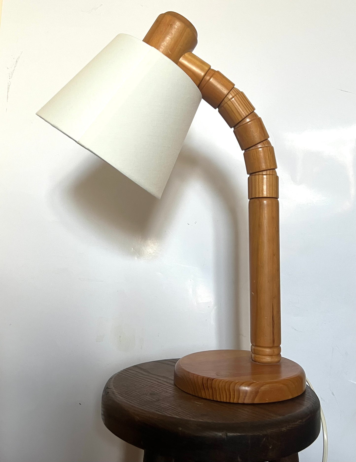 Mid Century Minimalist Brutalist Pine Table Lamp