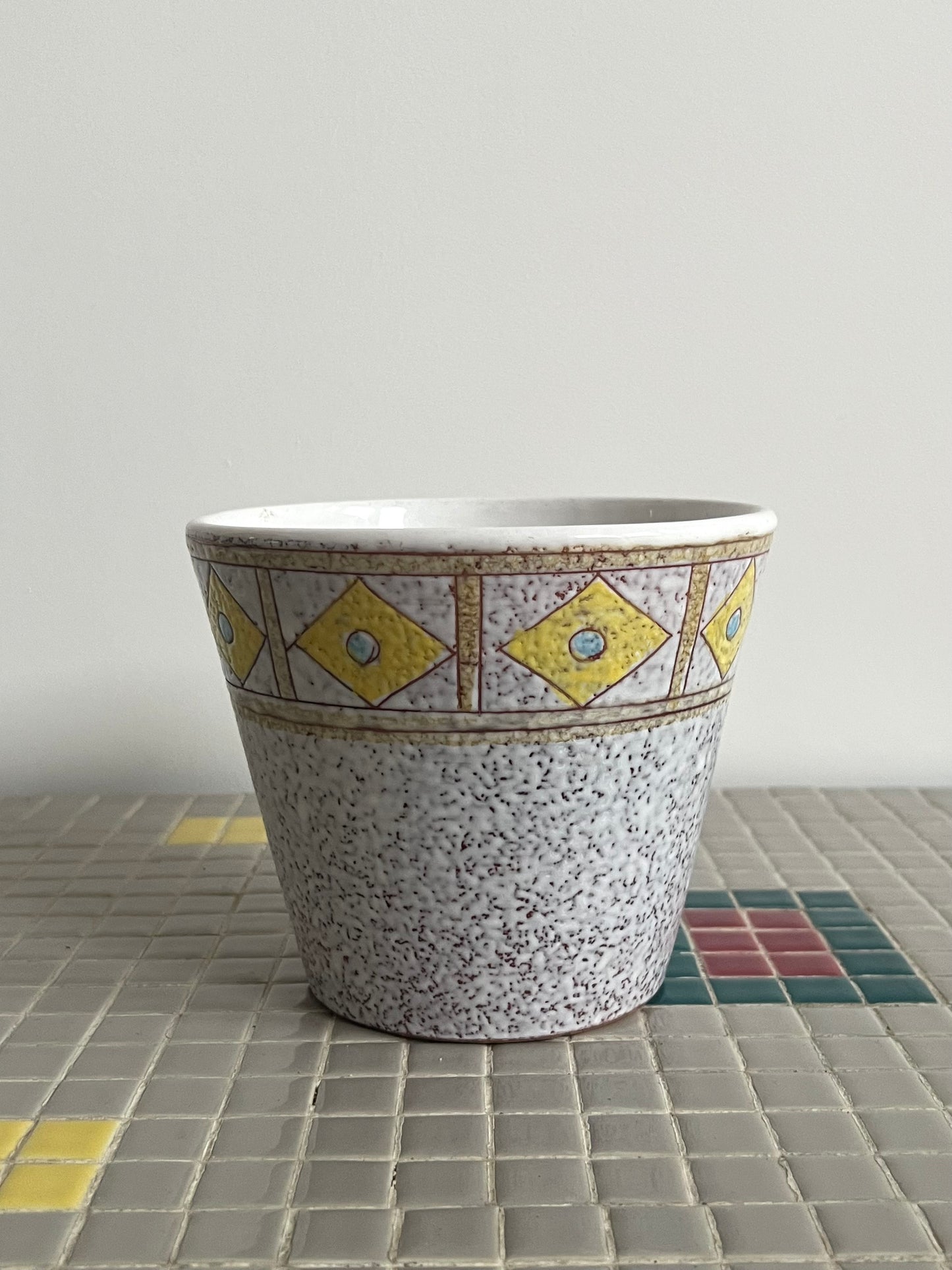 Mid Century Patterned Plant  Pot