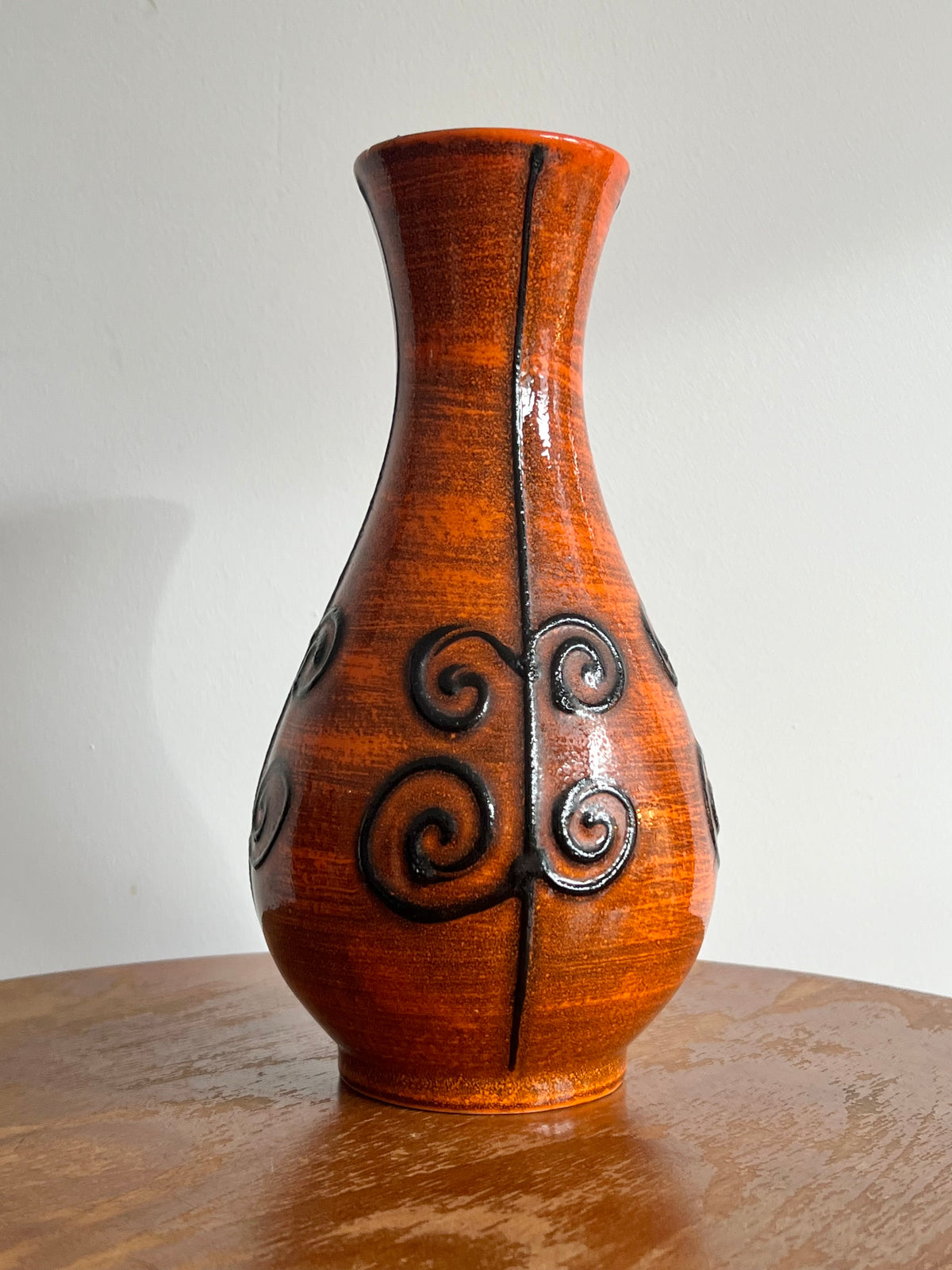 Vintage Mid Century Orange West German Pottery Vase by Ilkra Keramik