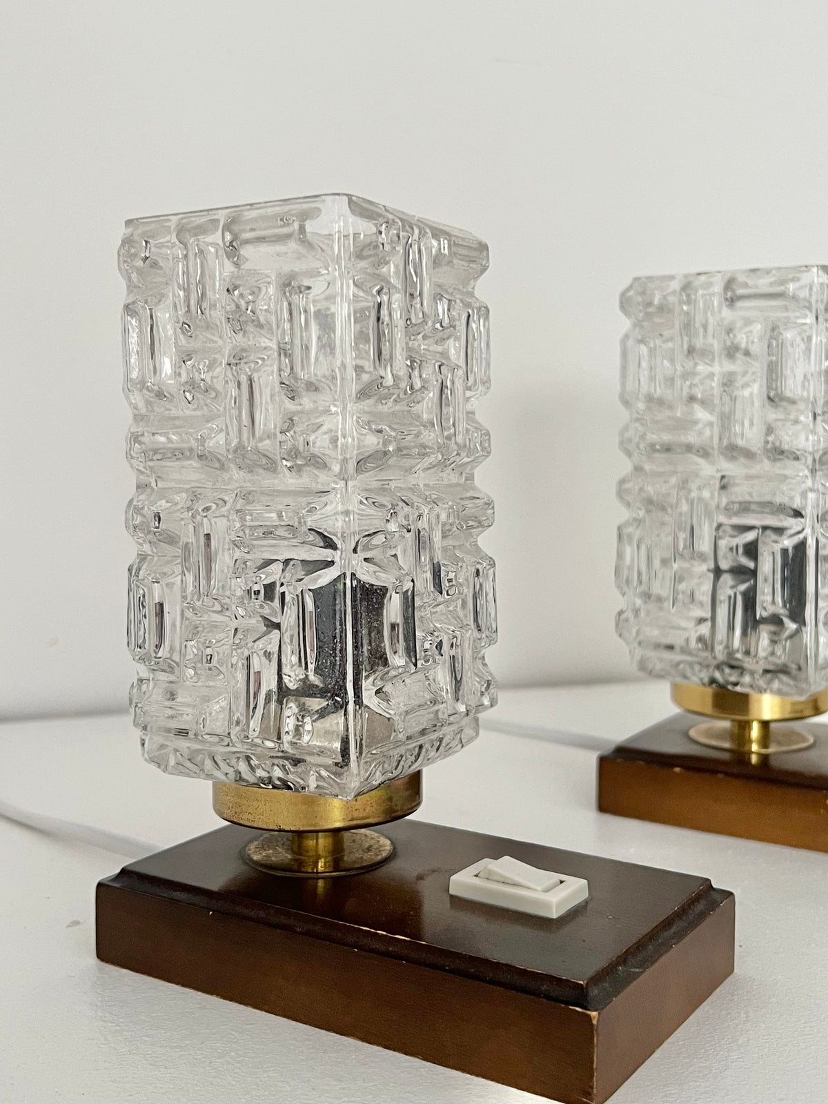 Mid Century Pair of Brutalist Table Lamps