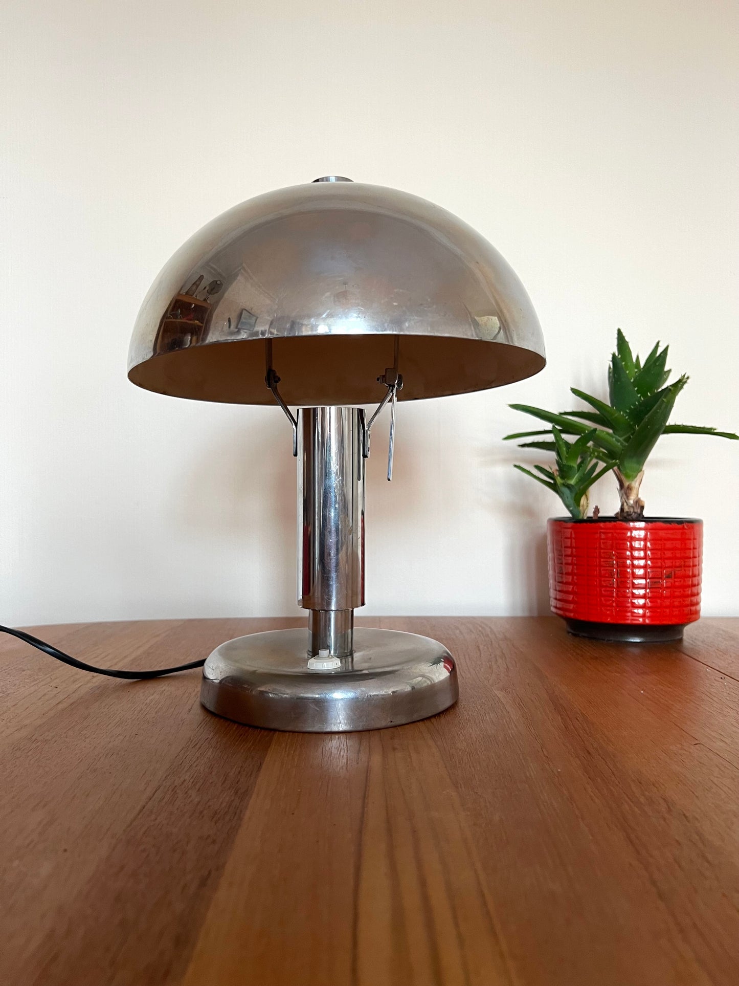 Reserved Art Deco Mid Century Chrome Mushroom Table Lamp