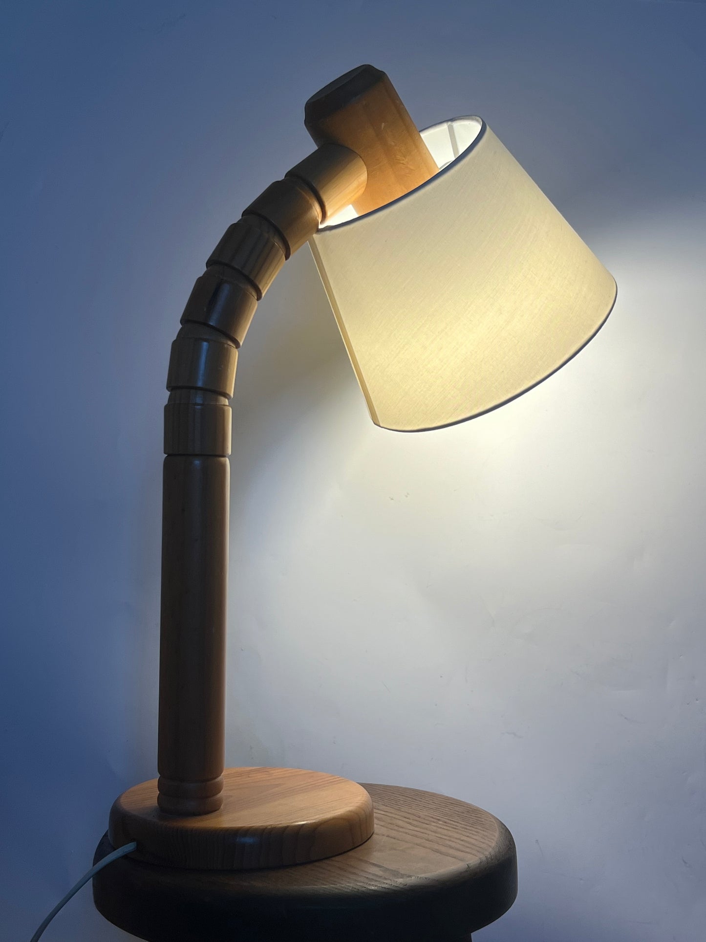 Mid Century Minimalist Brutalist Pine Table Lamp