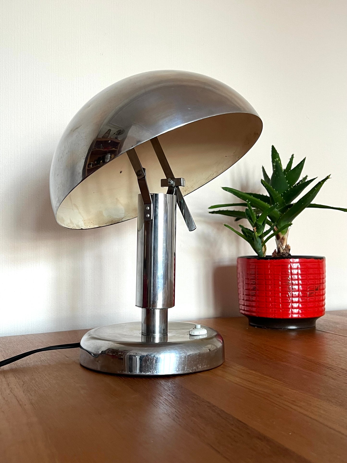 Reserved Art Deco Mid Century Chrome Mushroom Table Lamp