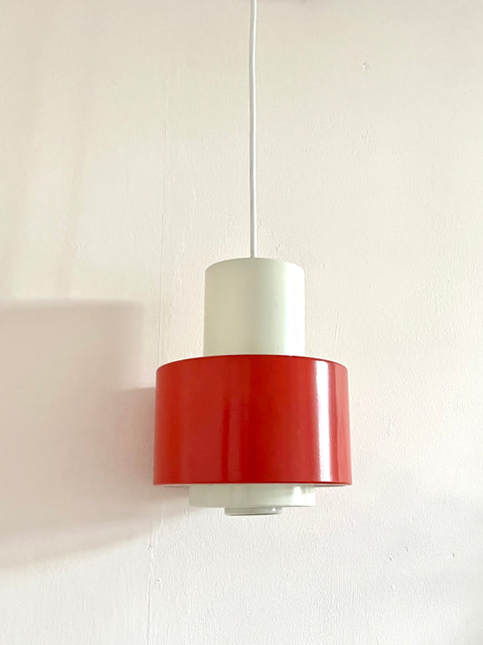 Mid Century Industrial Red & White Pendant Lamp