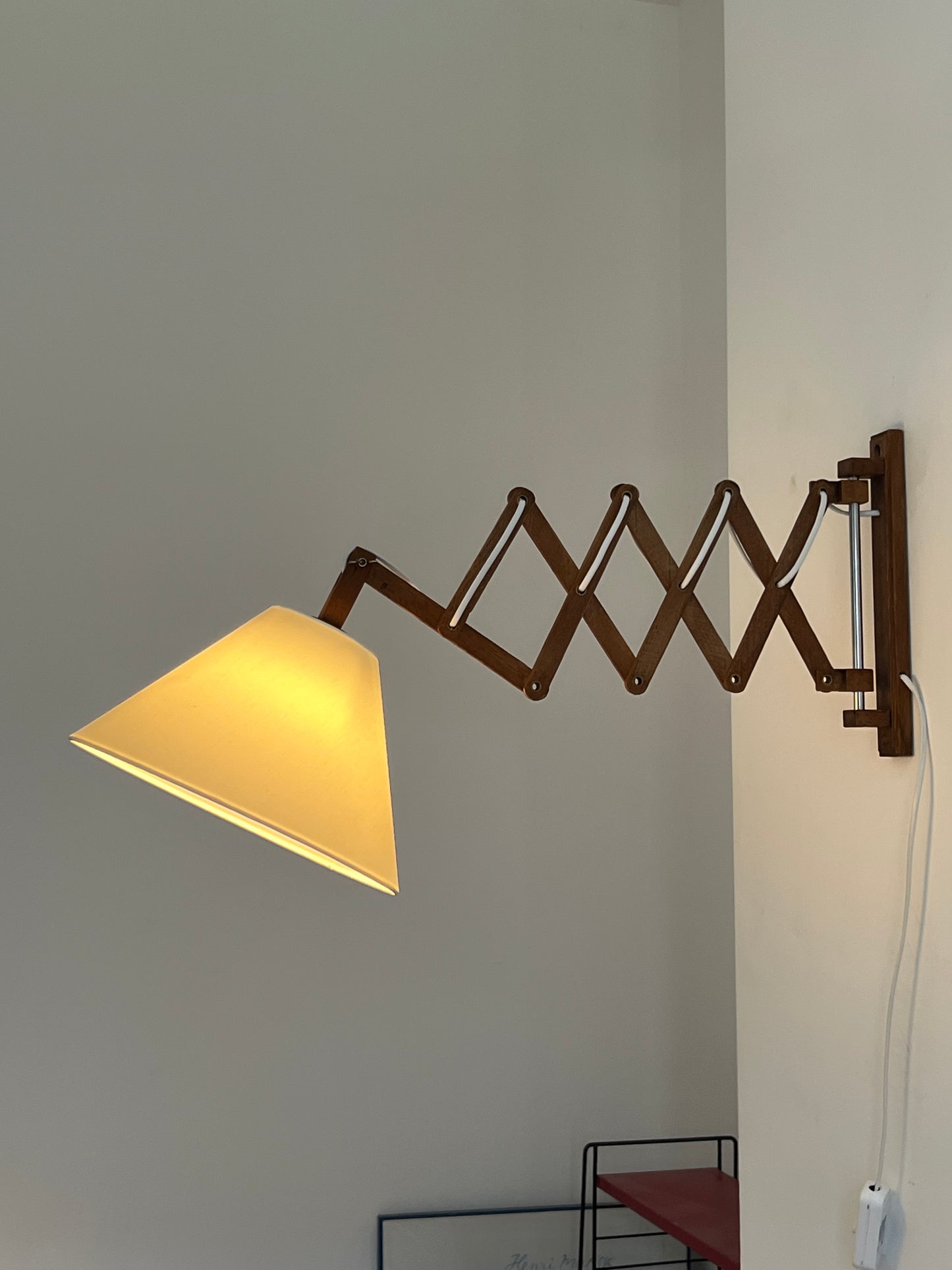 Mid Century Wooden Scissor Wall Lamp