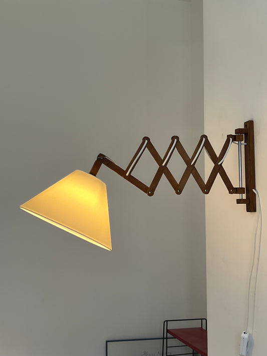 Mid Century Wooden Scissor Wall Lamp