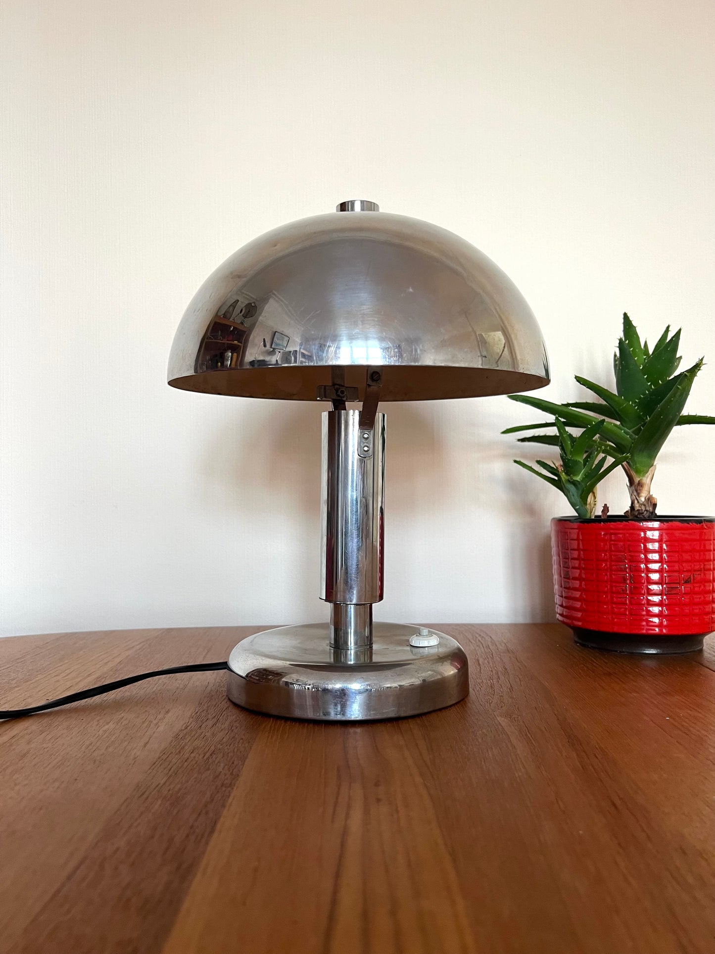 Reserved Art Deco Mid Century Chrome Mushroom Table Lamp