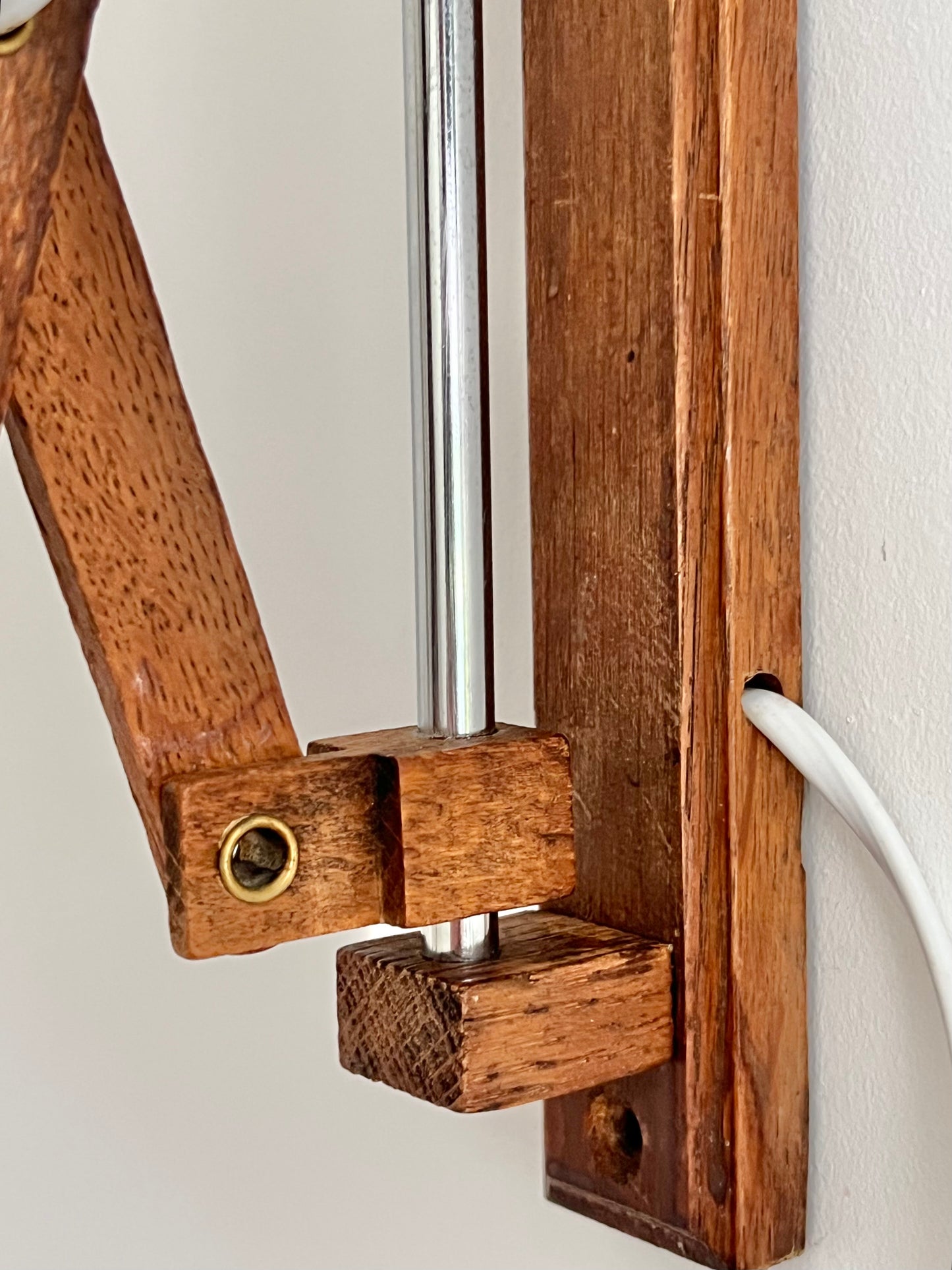 Mid Century Wooden Scissor Wall Lamp
