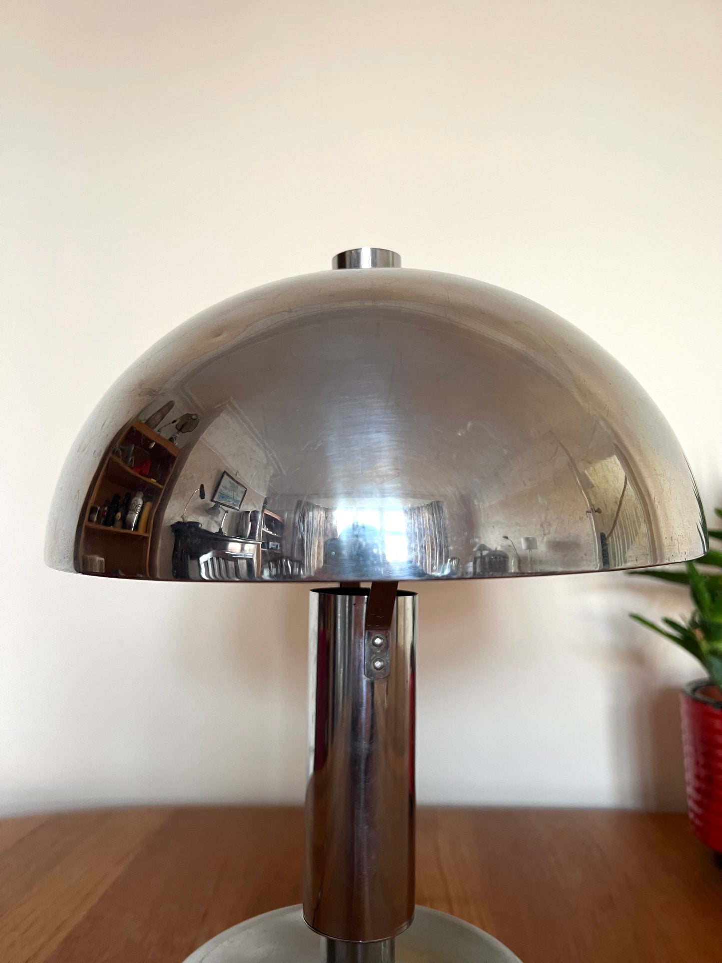 Reserved Art Deco Mid Century Chrome Mushroom Table Lamp