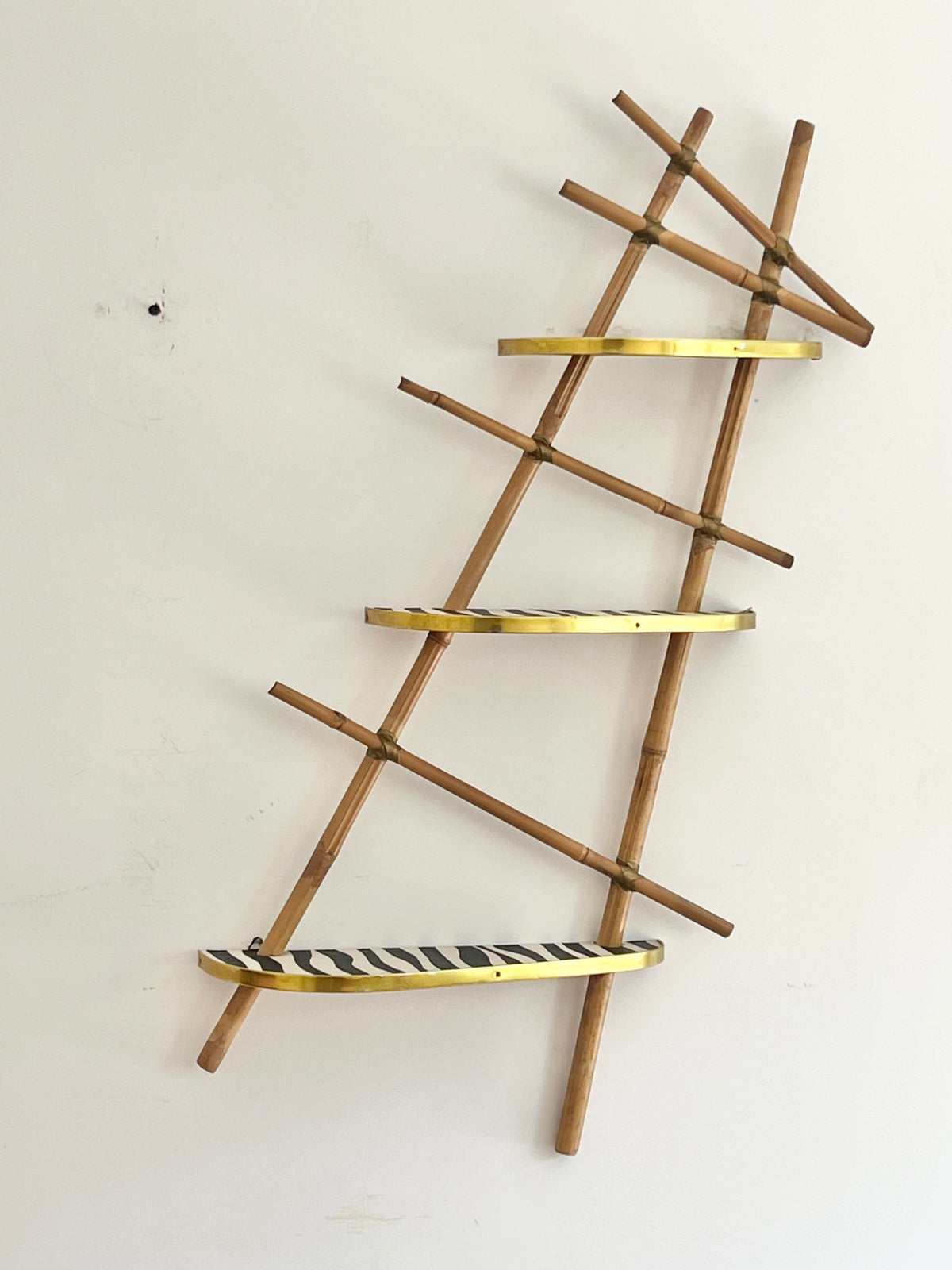 Vintage Mid Century Modern German Tiered Wall Shelving Unit