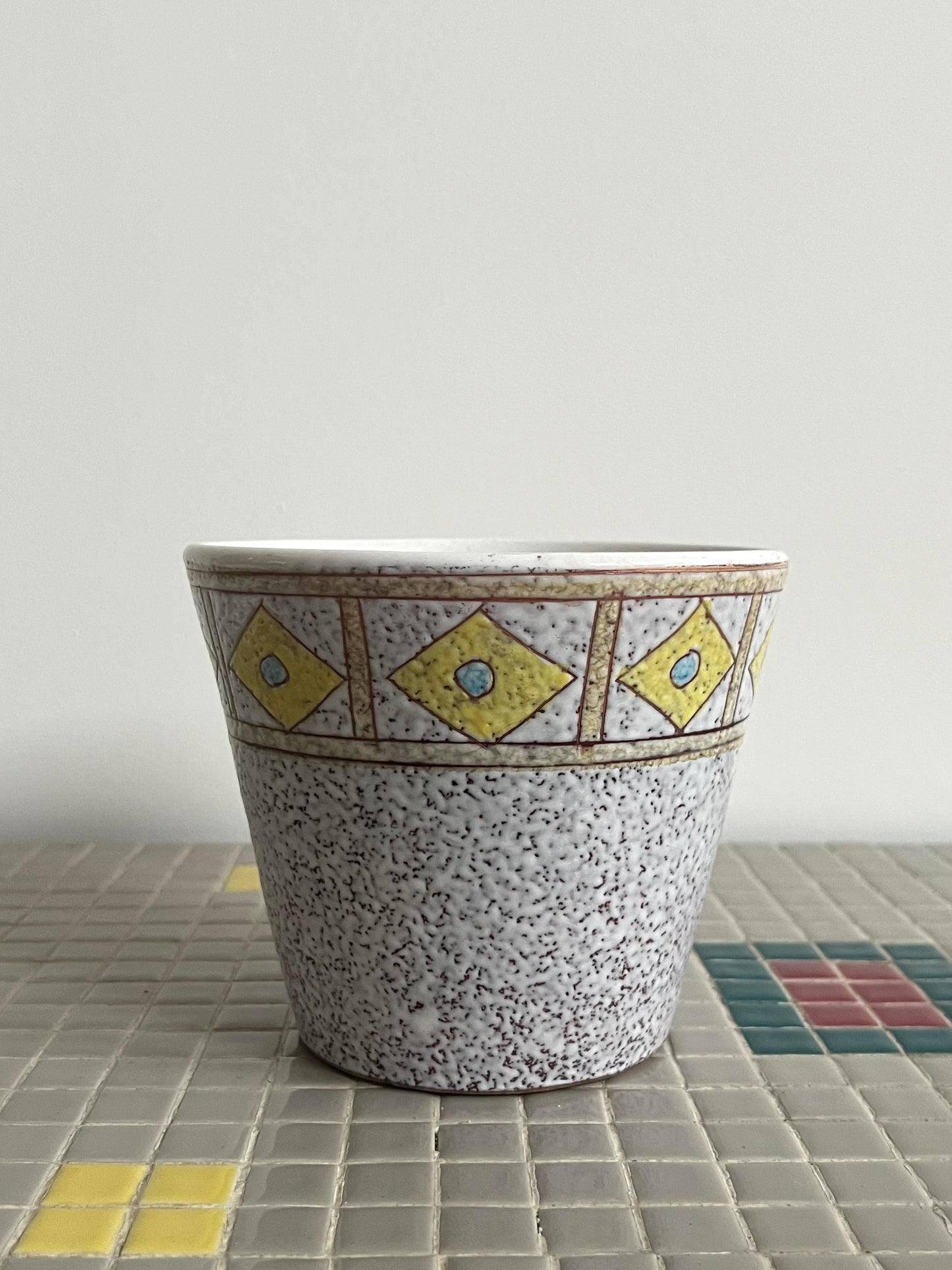 Mid Century Patterned Plant  Pot