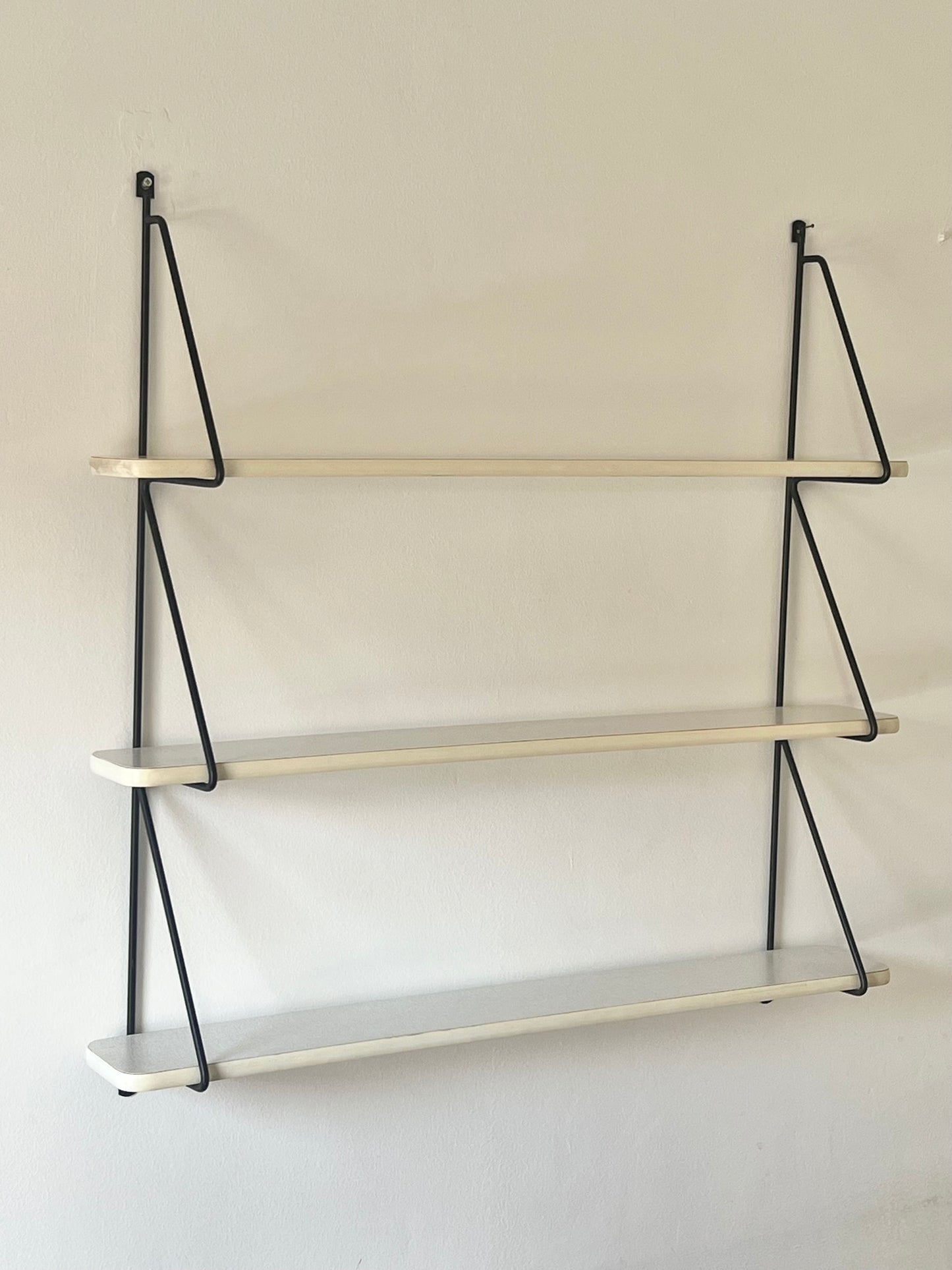 Vintage Mid Century Patterned String Shelving Unit