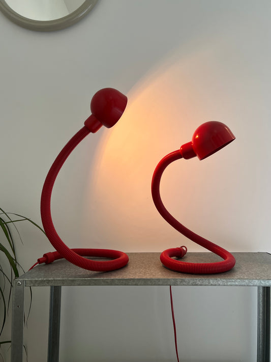 Mid Century Pair of Snake Table Lamps