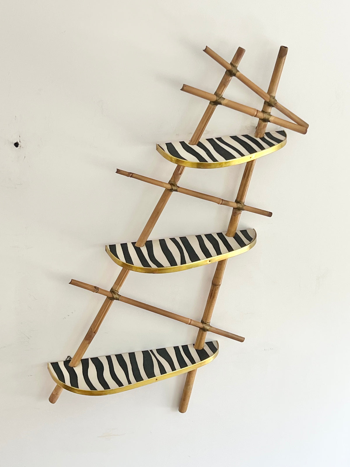 Vintage Mid Century Modern German Tiered Wall Shelving Unit