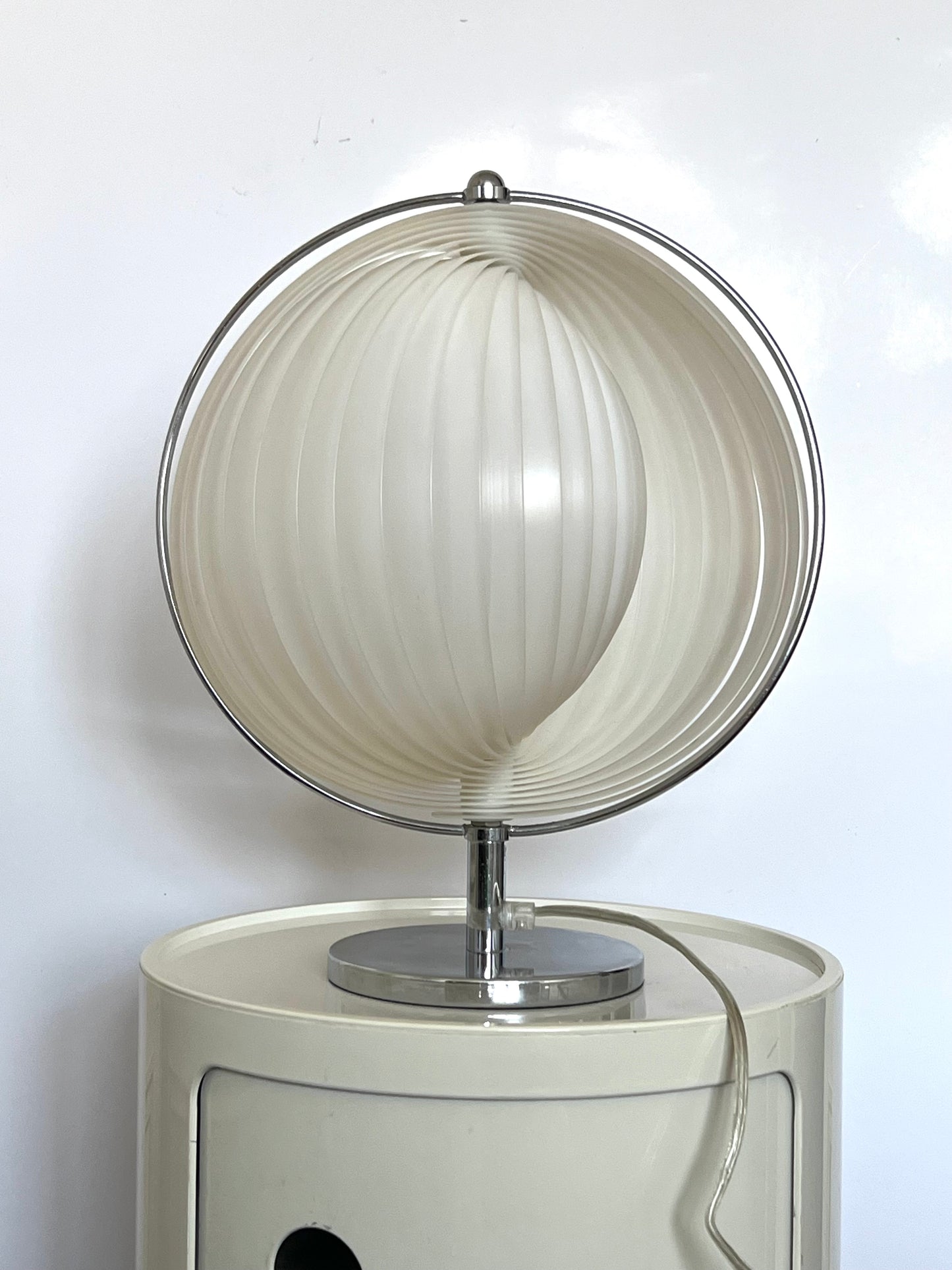 Mid Century White & Silver Moon lamp