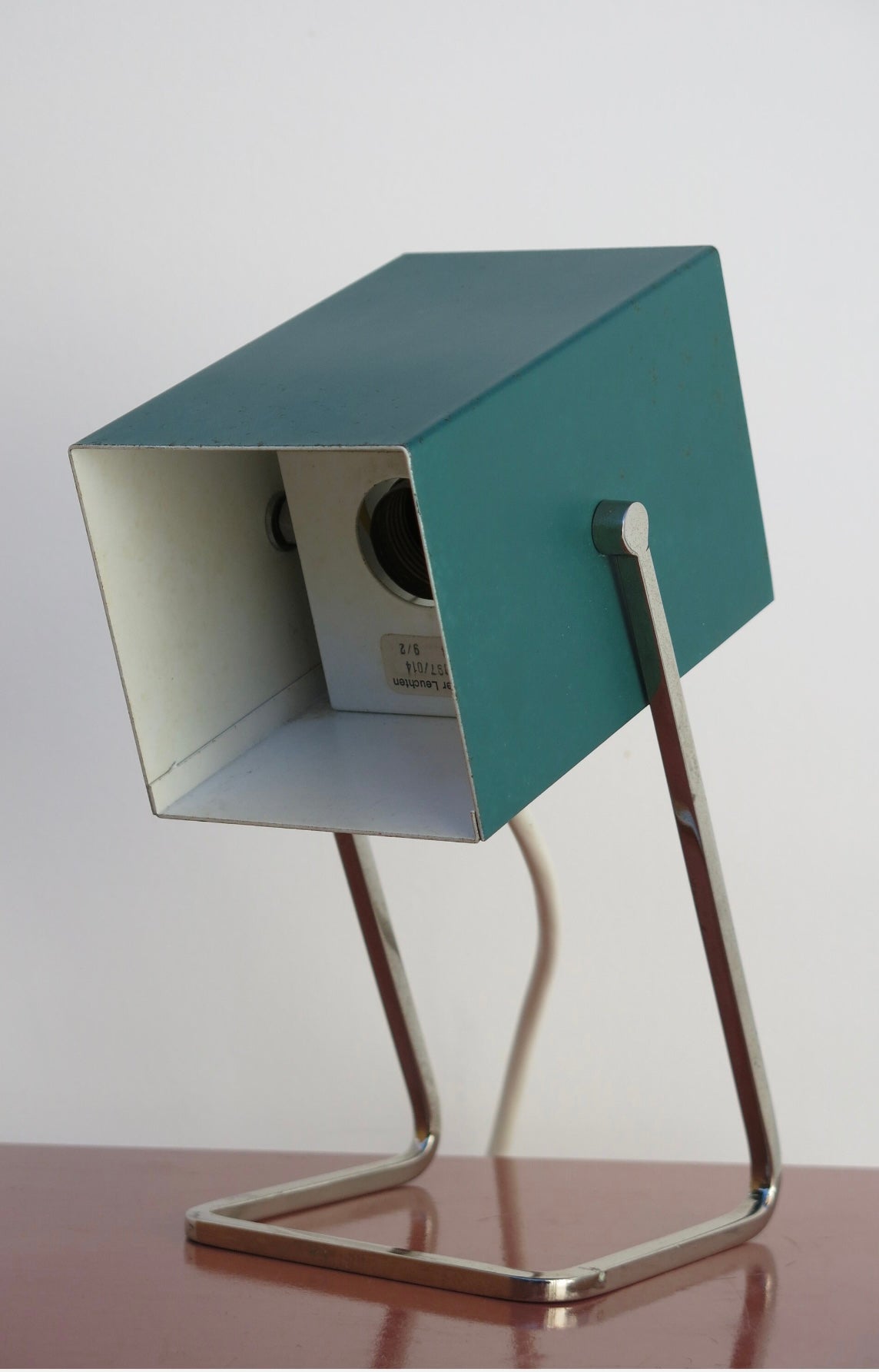 Mid Century Modernist Kaiser Leuchten Turquoise Cube Desk Lamp