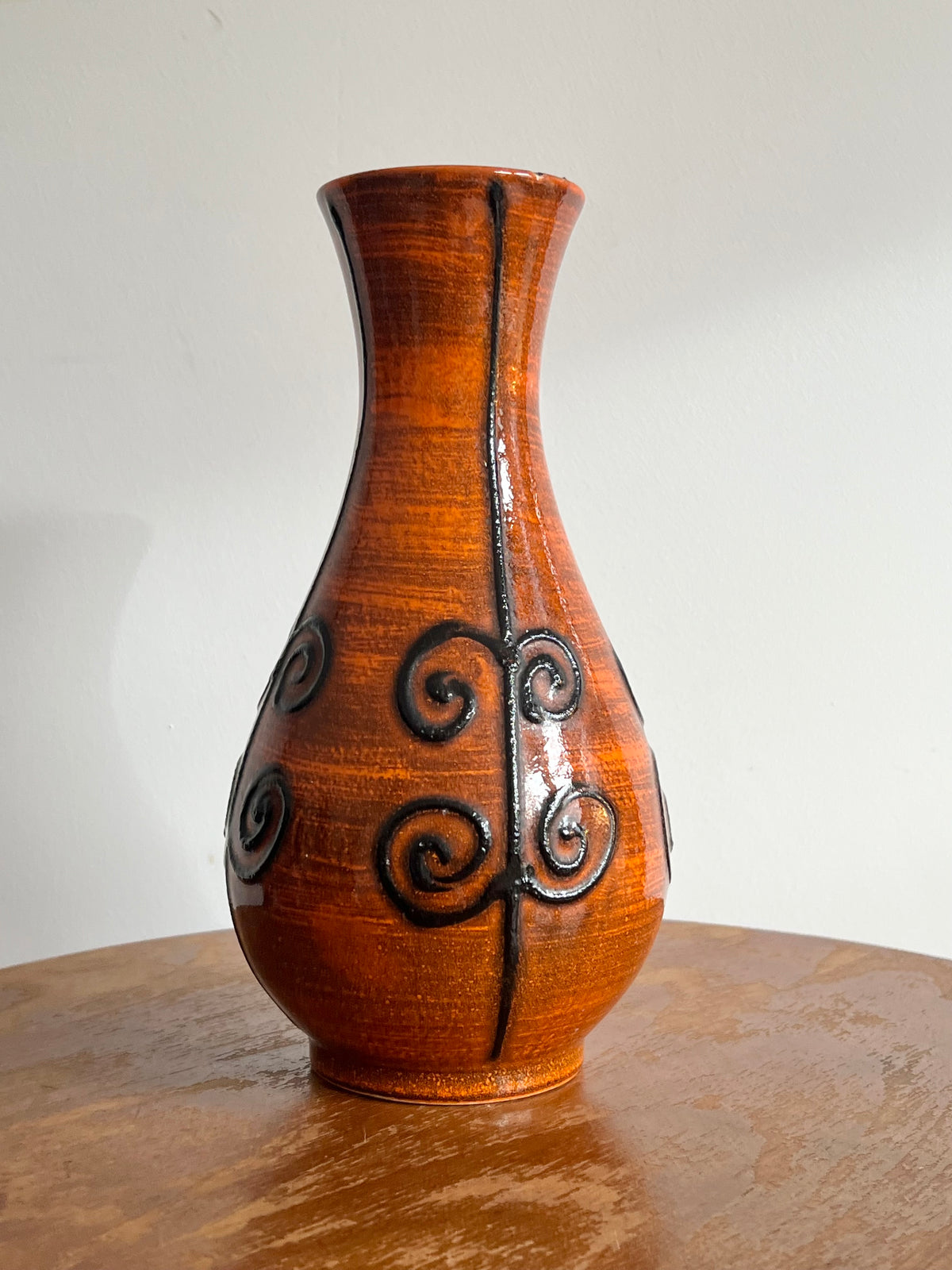 Vintage Mid Century Orange West German Pottery Vase by Ilkra Keramik