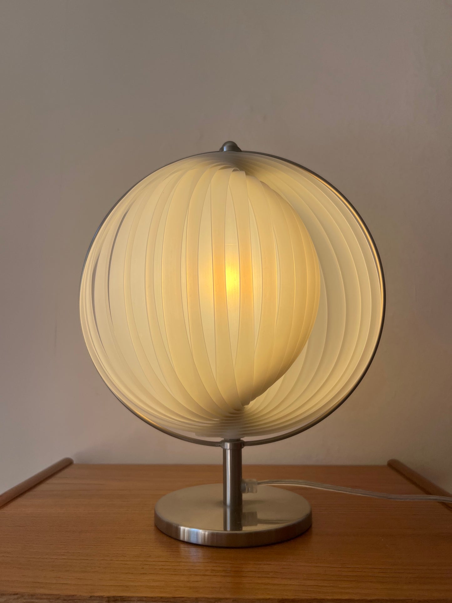 Mid Century White & Silver Moon lamp