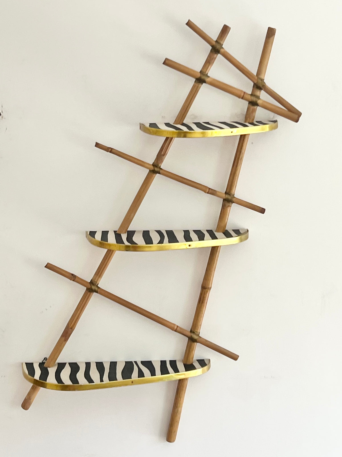Vintage Mid Century Modern German Tiered Wall Shelving Unit