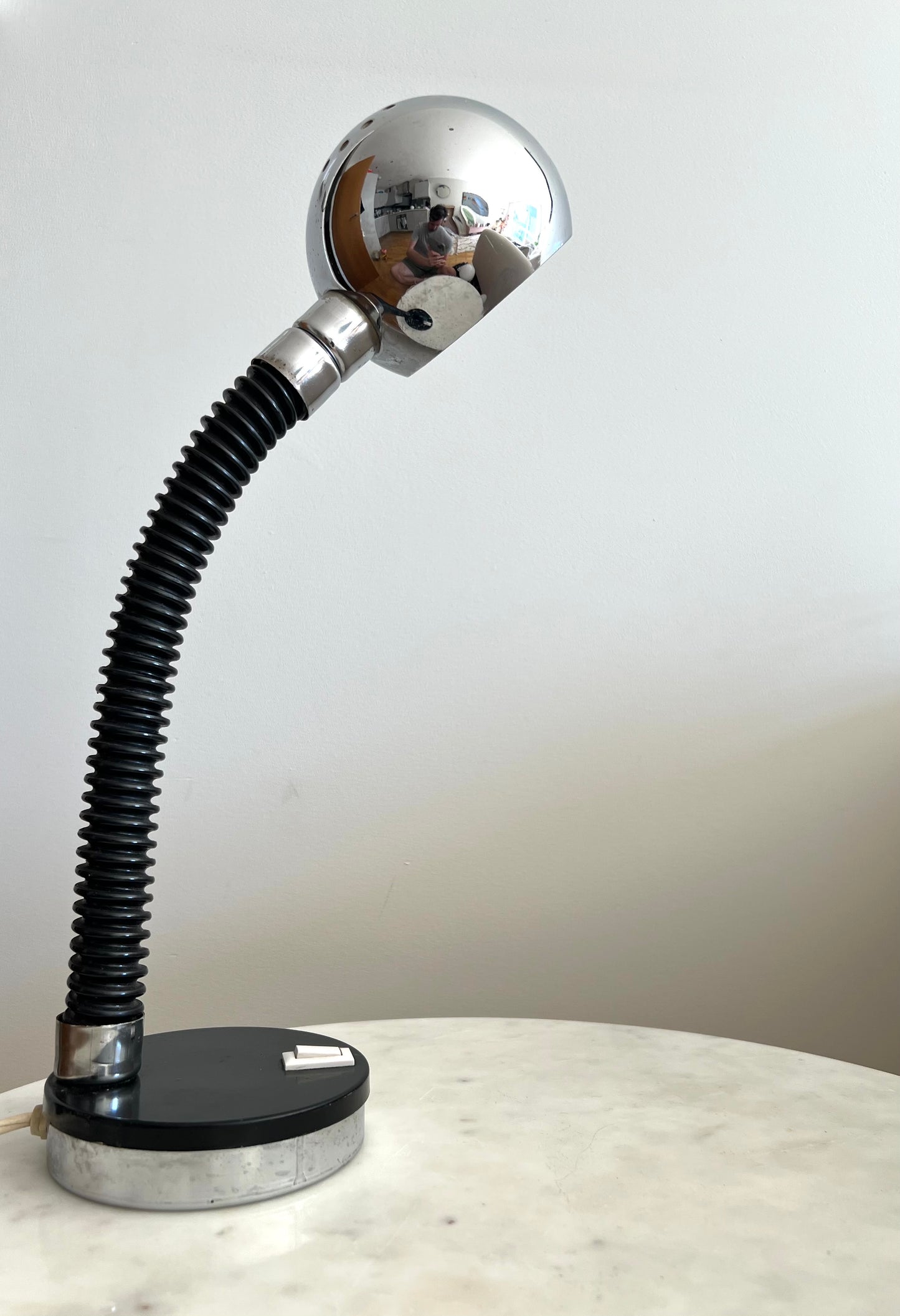 Vintage Mid Century Space Age Black & Chrome Desk Lamp