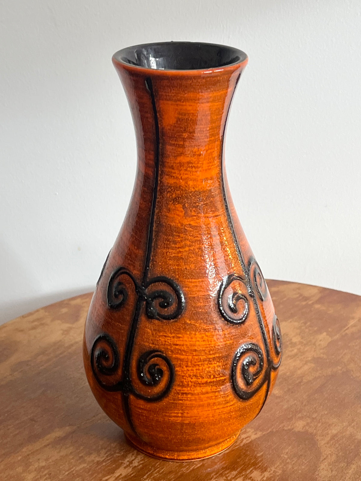 Vintage Mid Century Orange West German Pottery Vase by Ilkra Keramik