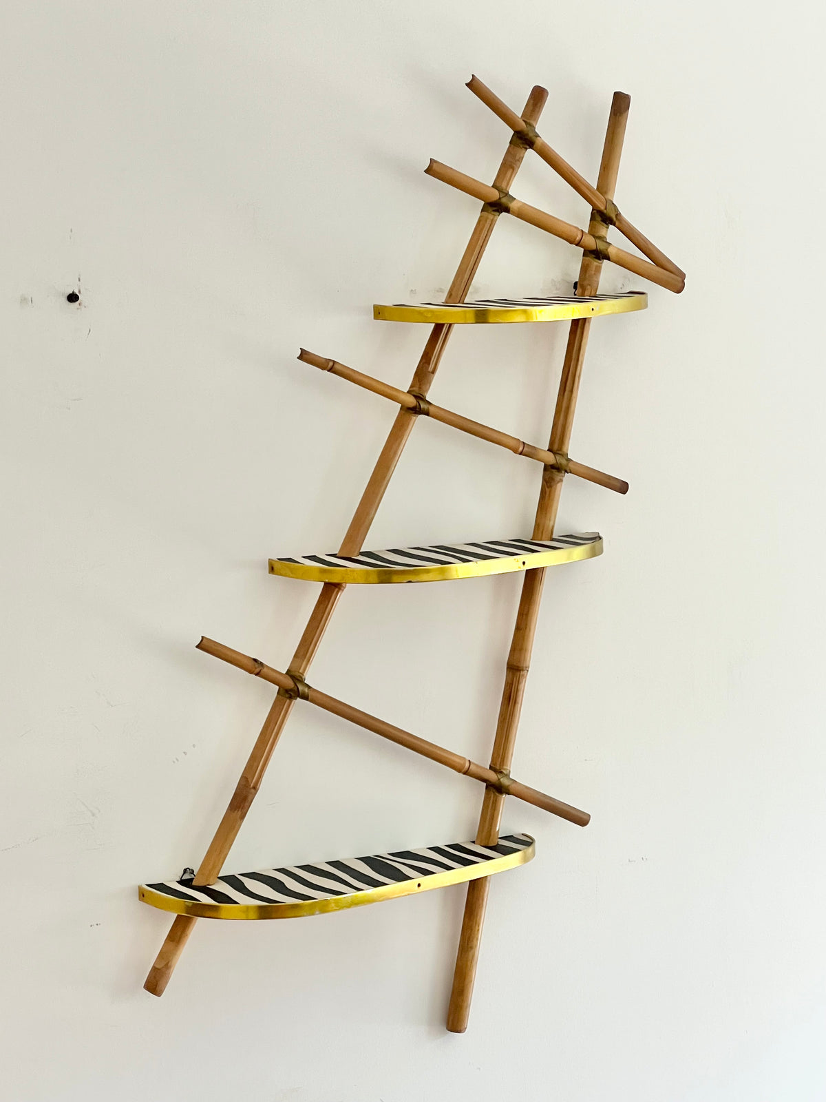 Vintage Mid Century Modern German Tiered Wall Shelving Unit