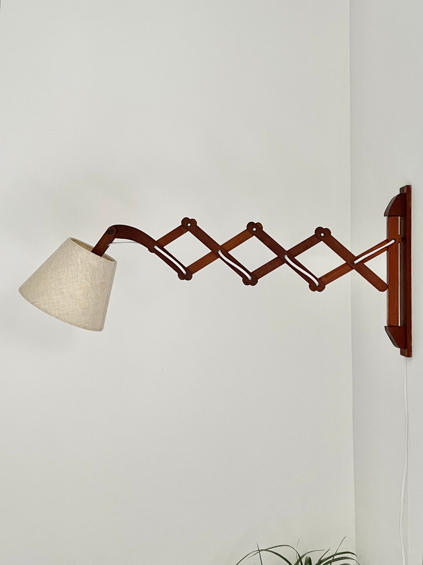Mid Century Teak Scissor Wall Lamp