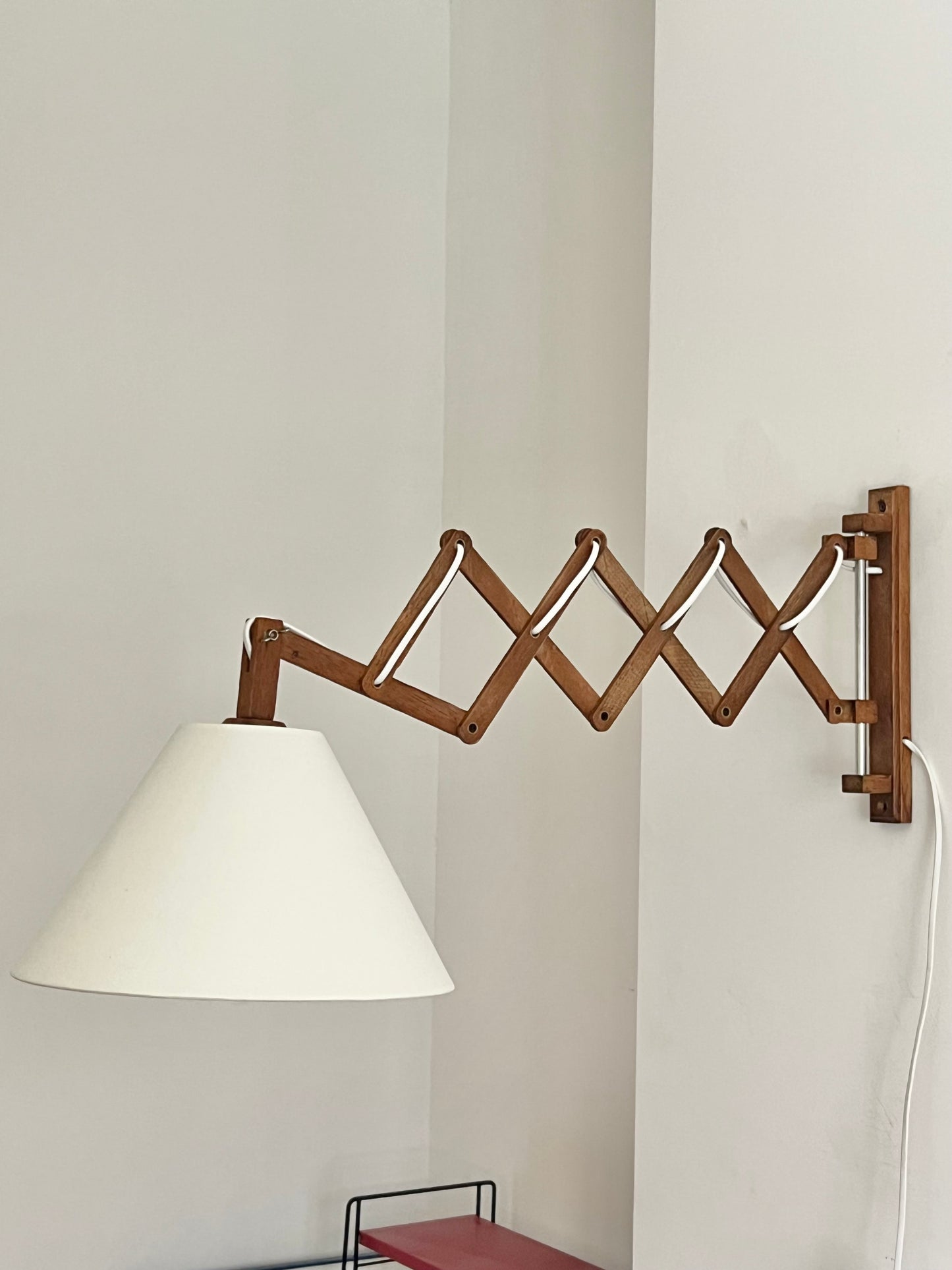 Mid Century Wooden Scissor Wall Lamp