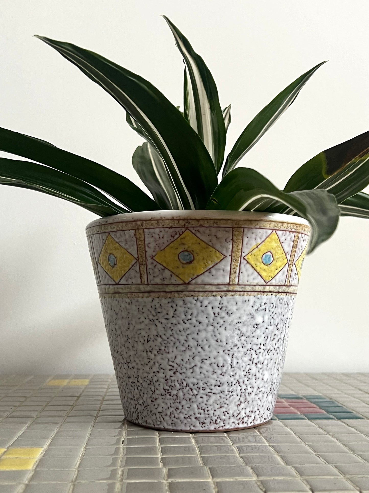 Mid Century Patterned Plant  Pot