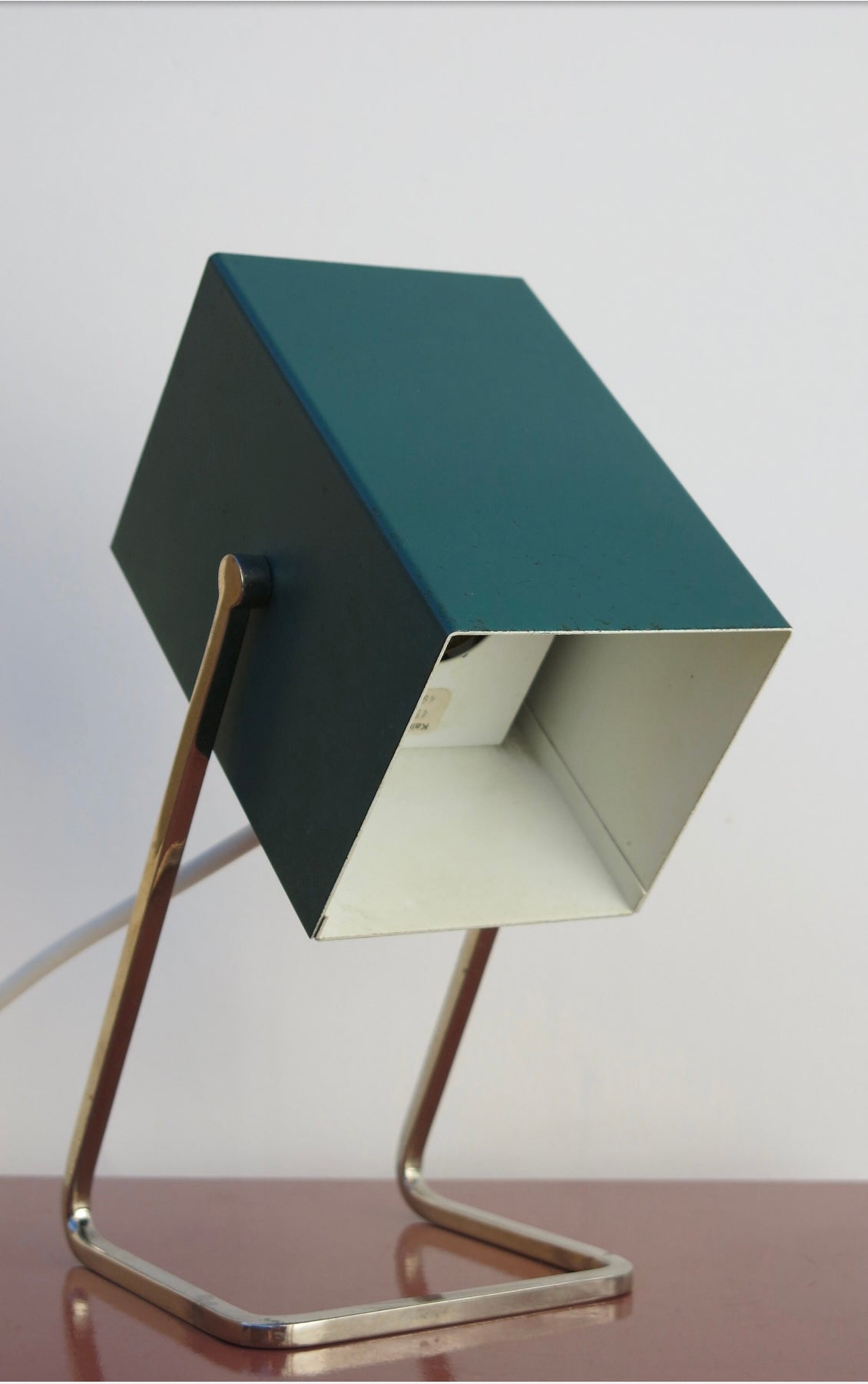 Mid Century Modernist Kaiser Leuchten Turquoise Cube Desk Lamp