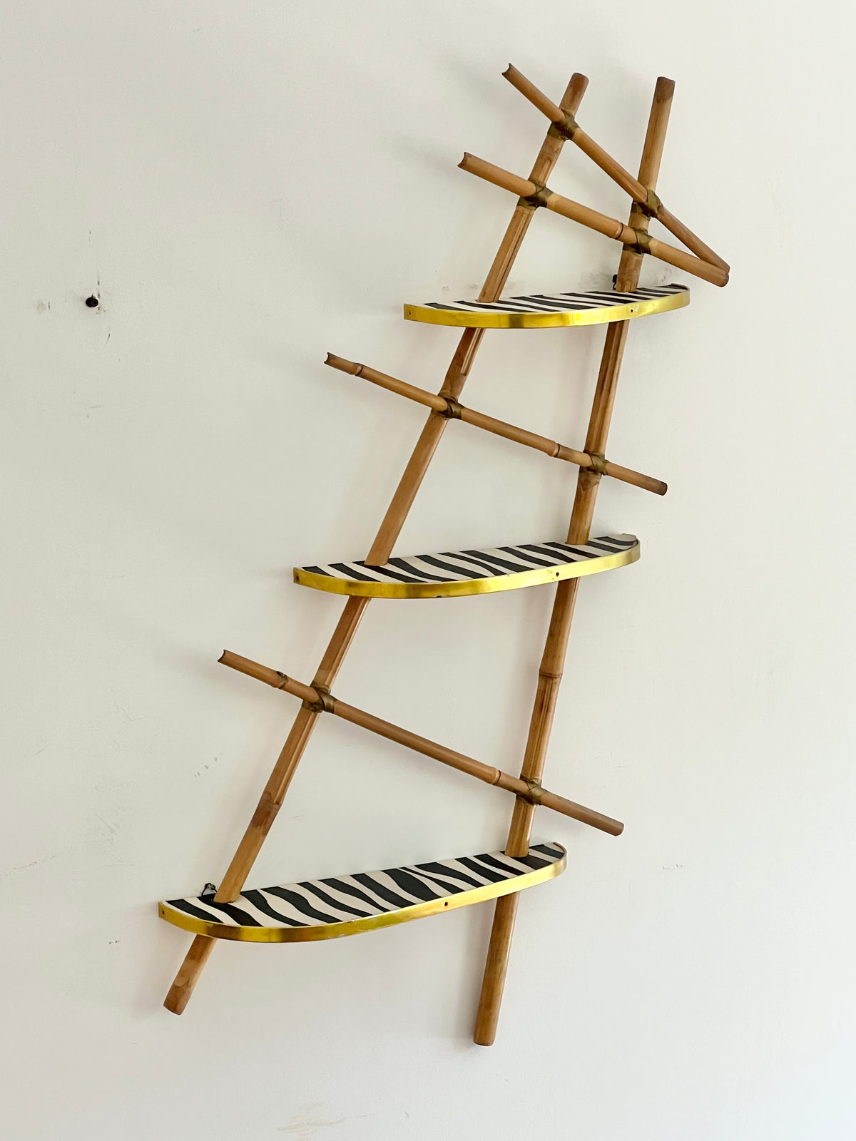 Vintage Mid Century Modern German Tiered Wall Shelving Unit
