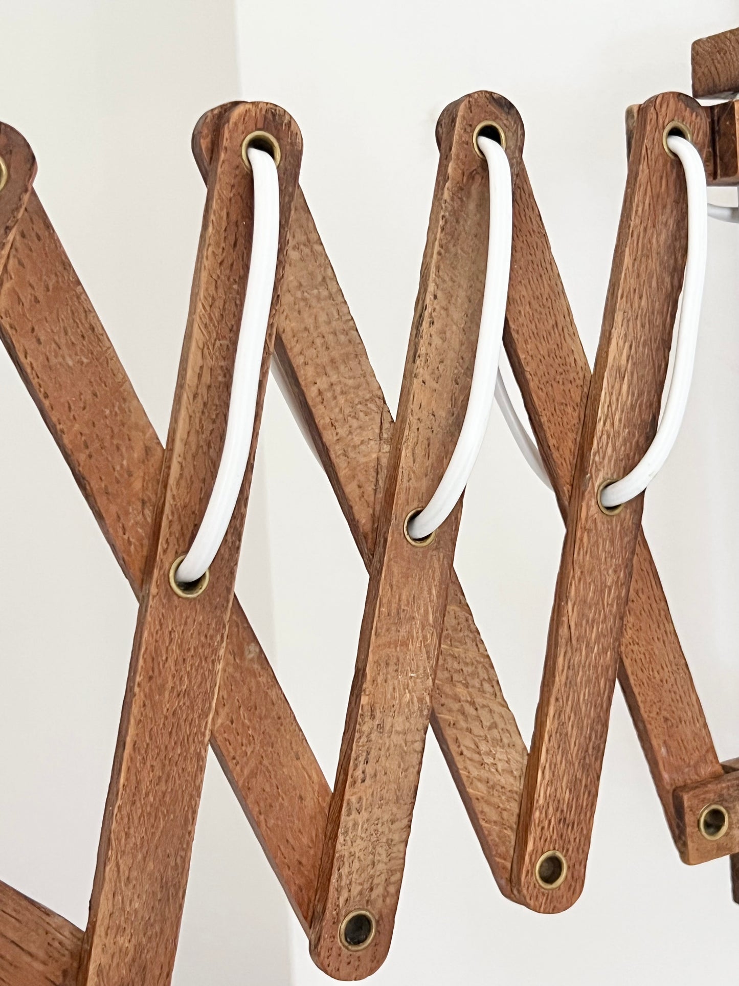 Mid Century Wooden Scissor Wall Lamp