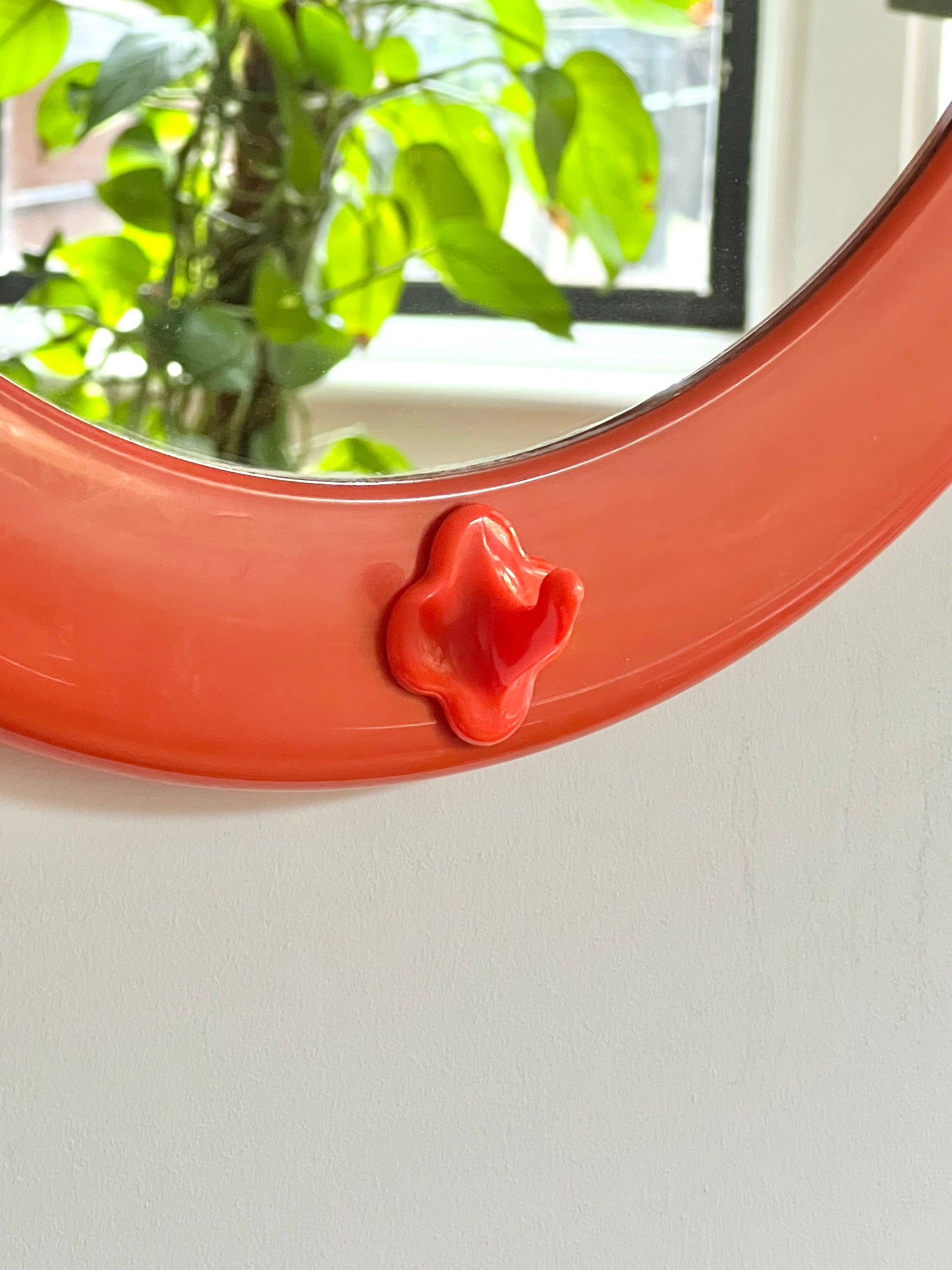 Mid Century Space Age Orange Plastic Mirror