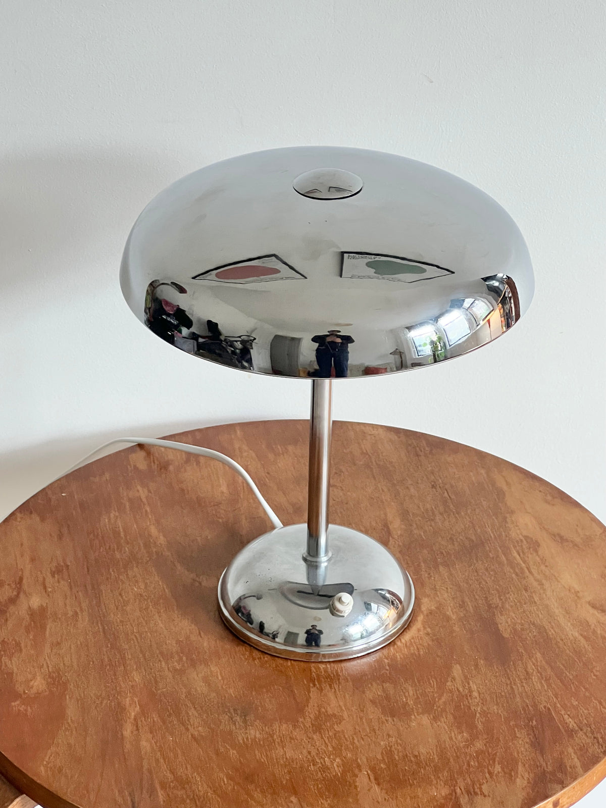 Art Deco Modernist Chrome Mushroom Table Lamp
